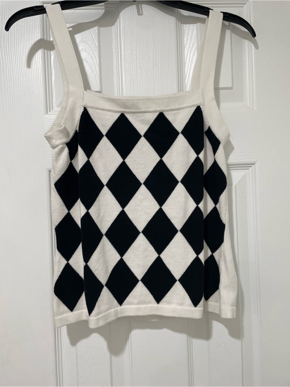 Cullen Women's Black and White Argyle Knit Tank Top Meium